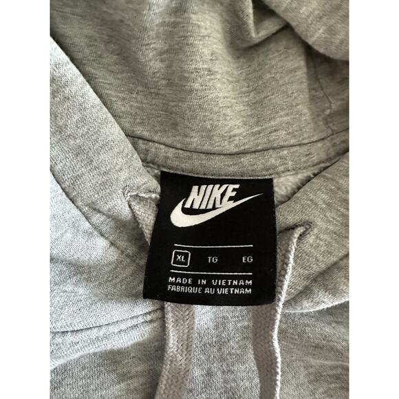Nike Men's Hoodie Heather Gray Pullover LS Drawstring Swoosh Logo Sweatshirt XL - Picture 4 of 5